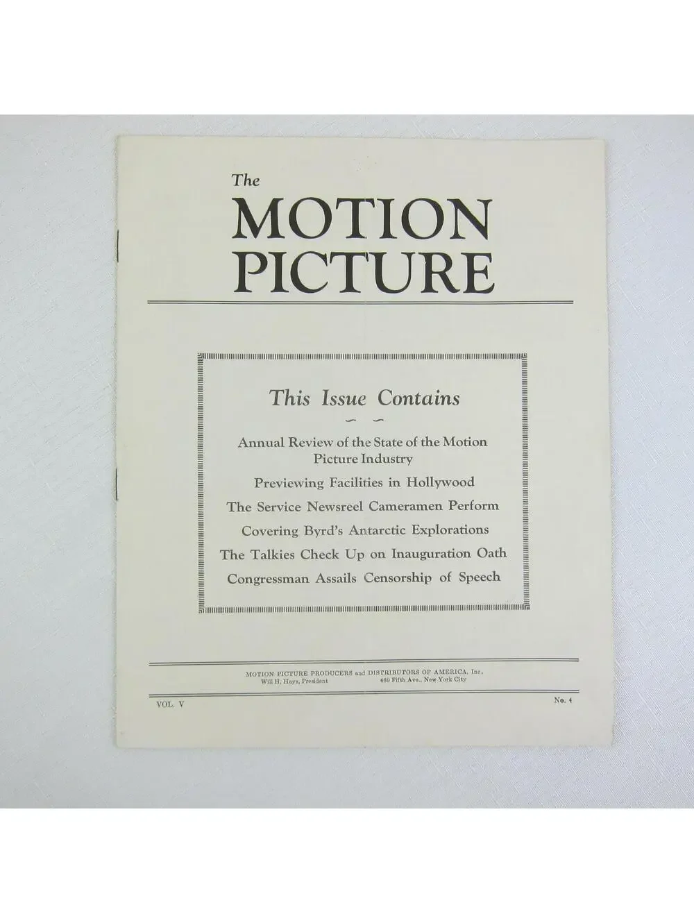 The Motion Picture News Publication MPPDA Film Industry Ephemera Vintage 1929
